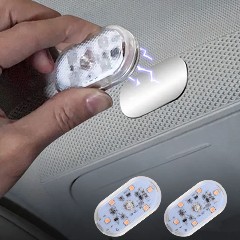 Mini luz de toque magnética led carro toque luz da noite lâmpada do teto do carro iluminação interior decorações usb ambina luz