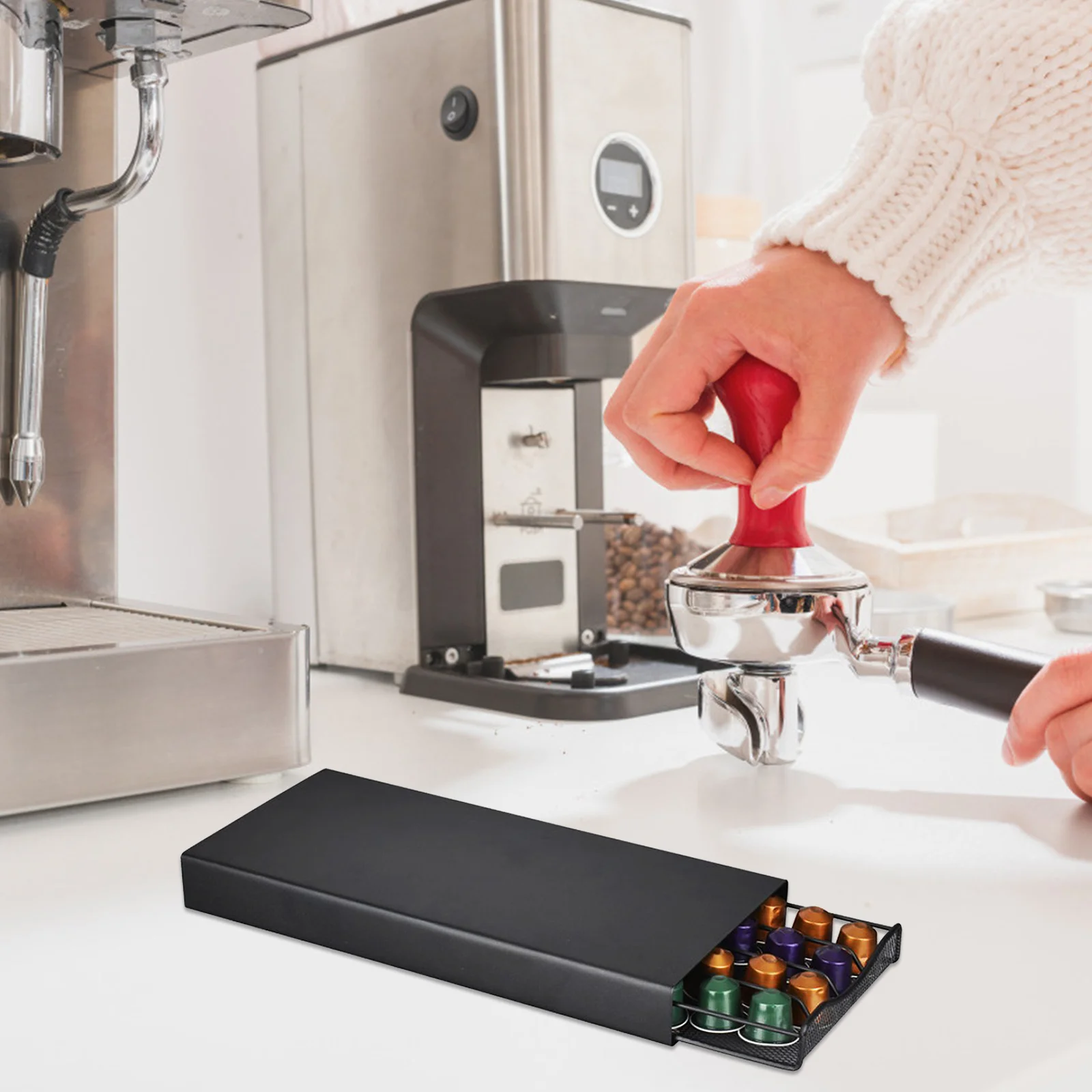 

Drawer Coffee Capsule Storage Rack Practical Coffee Pod Holder Stable Base Space Saving Container for Home Office Cafe