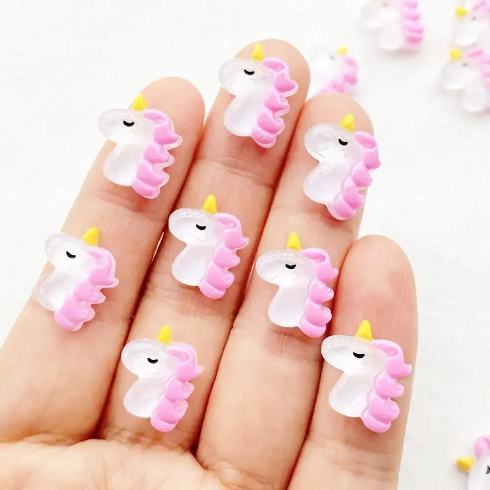 20Pcs Pink Unicorn Nail Art Charms - Cute Cartoon Resin Designer Accessories for 3D Nail Decorations and DIY Crafts