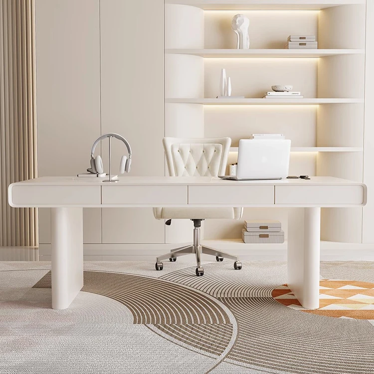 

Light luxury cream wind paint office desk computer desk French female medical beauty consultation beauty manicure boss table