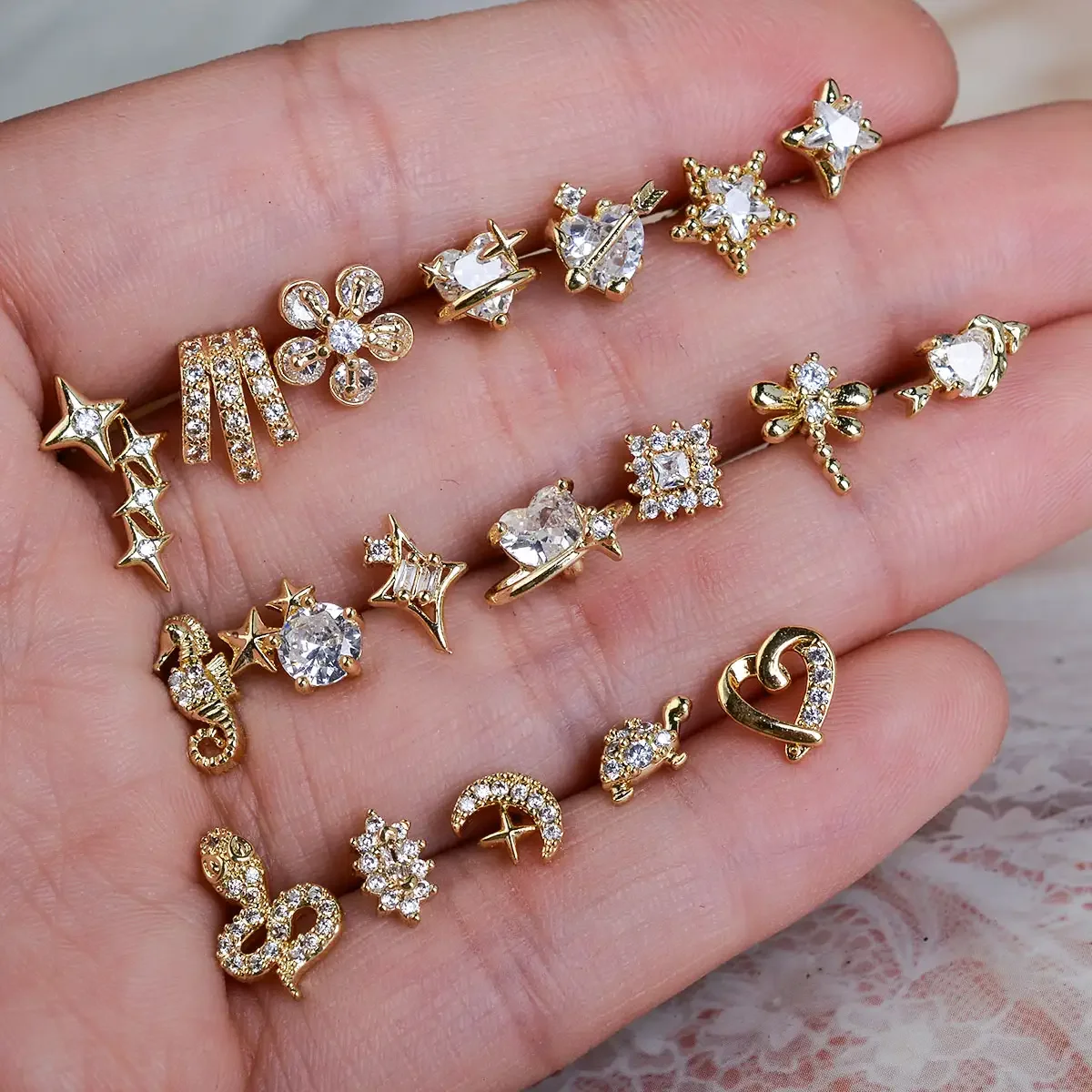 1PC Pendientes de Acero Inoxidable Hipoalergénicos para Cartílago, Aretes Delicados de Parte Trasera Plana para Hélice y Trago, Joyería para Mujer