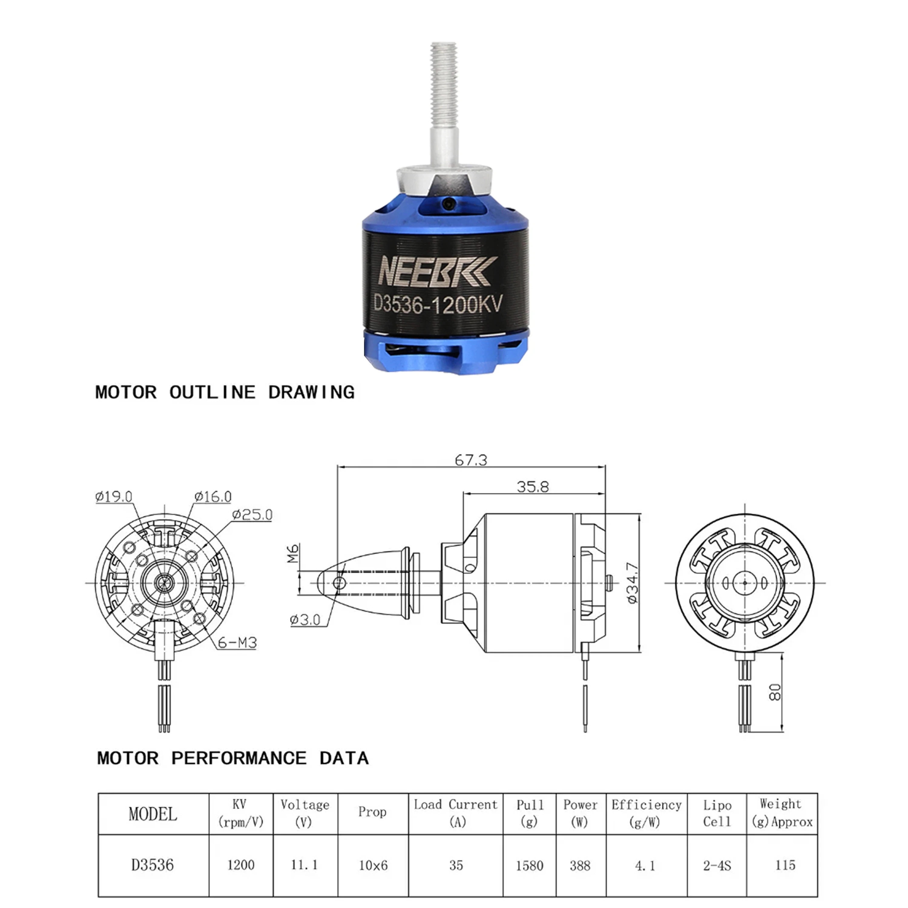 4pcs/lot 3536 1200KV Brushless Motor 2-4S 1580g Load for RC FPV Drone Racer Fixed-wing Quadcopter Airplane Glider Plane Aircraft
