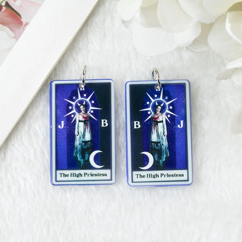 14Pcs 39*24MM Tarot Card Charms Magical Divination Crafts Acrylic Board Sun Moon And Lovers Jewelry DIY Accessories