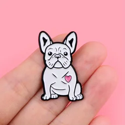 French Bulldog Enamel Lapel Pin with Heart Vintage Style Alloy Brooch for Backpacks, Clothing Accessories Fashion Gift