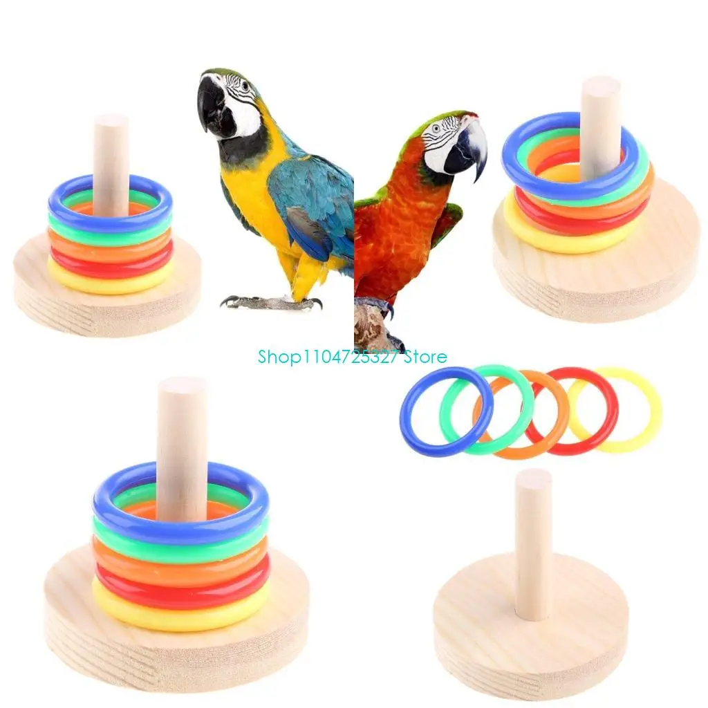 

D8KF Bird Training Toy Set Mini Desktop Ringtoss for Parrots Budgies Cockatiel Ringtoss Toy Training for Parakeet Cockatiel