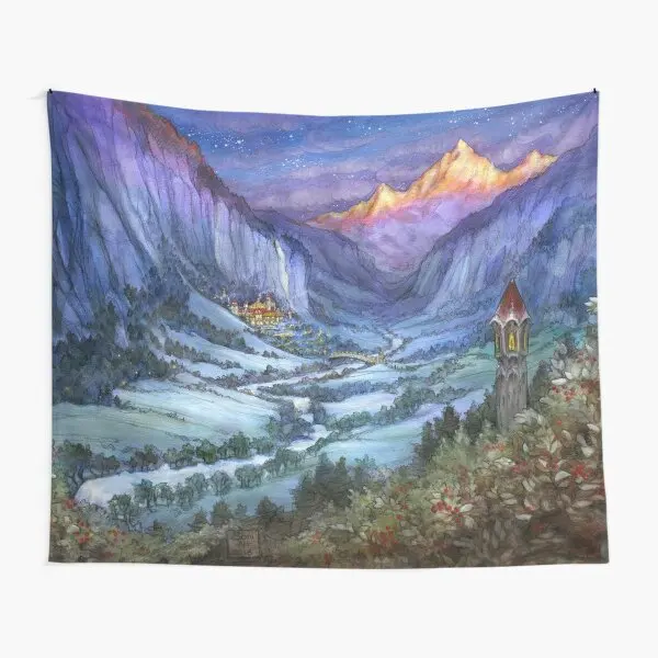 The Hidden Valley In Winter  Tapestry Decor Bedspread Printed Wall Art Living Beautiful Yoga Room Travel Towel Bedroom Blanket