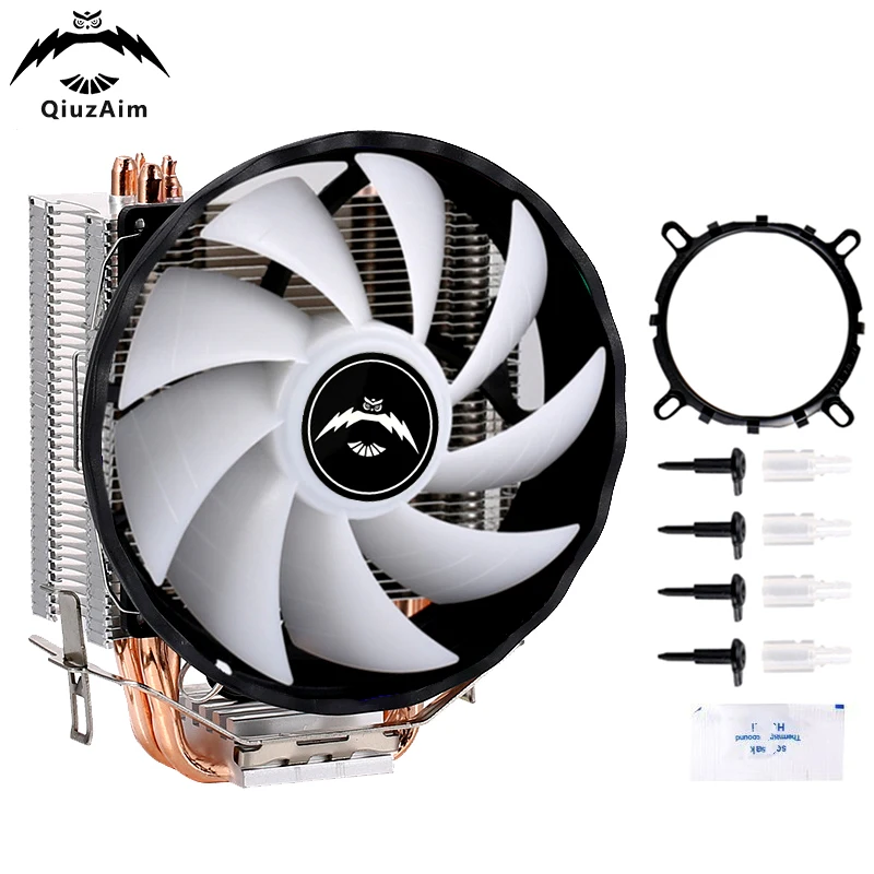 

QiuzAim PC CPU Processor 4 Heat Pipe Cooler 120mm Fan PWM Suitable For Installing LGA775 115x 1200 1700 1366 AM3 AM4 AM5 AMD