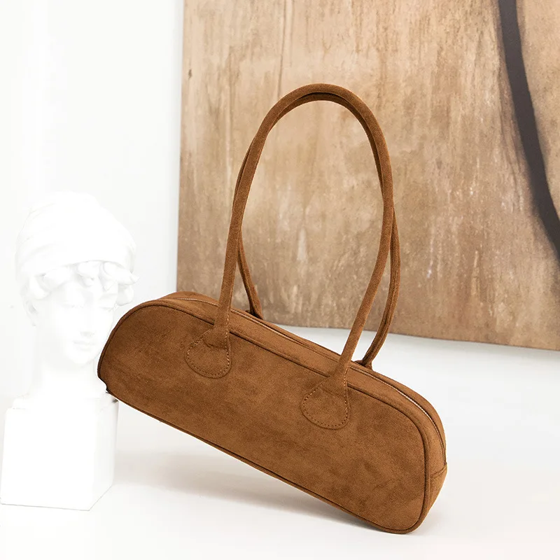 

Vintage Faux Suede Underarm Bag Designer Women Handbags Luxury Pu Leather Shoulder Bags Simple Autumn and Winter Female Bag2025