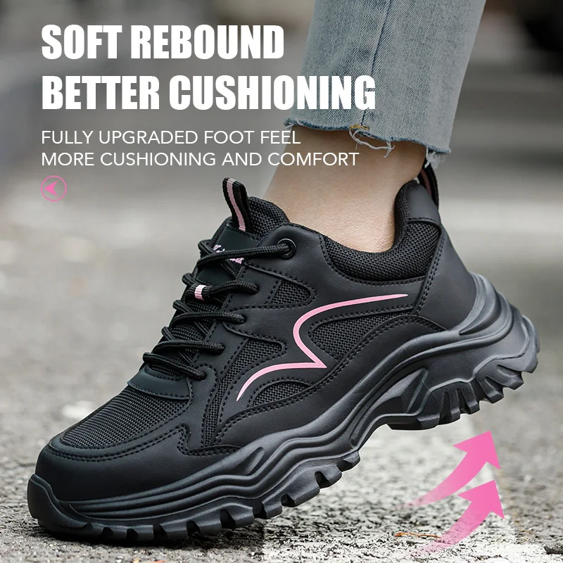 Women Safety Shoes For Work Safety Boots Breathable Steel Toe Puncture Proof Sport Work Sneakers Construction Platform Shoes view 6