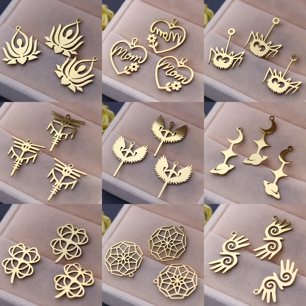 3 шт., кисточки, звезды, луны, крест, аванд, паук, нержавеющая сталь, лотос, його, сердце, подвески для изготовления ювелирных изделий, серьги, поделки своими руками