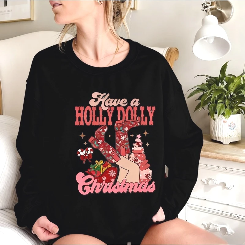 لديك هولي دوللي عيد الميلاد النساء الملابس الجرافيك البلوز هوديي دوللي بارتون قميص البلد عيد الميلاد البلوز الملابس الترويجية #1