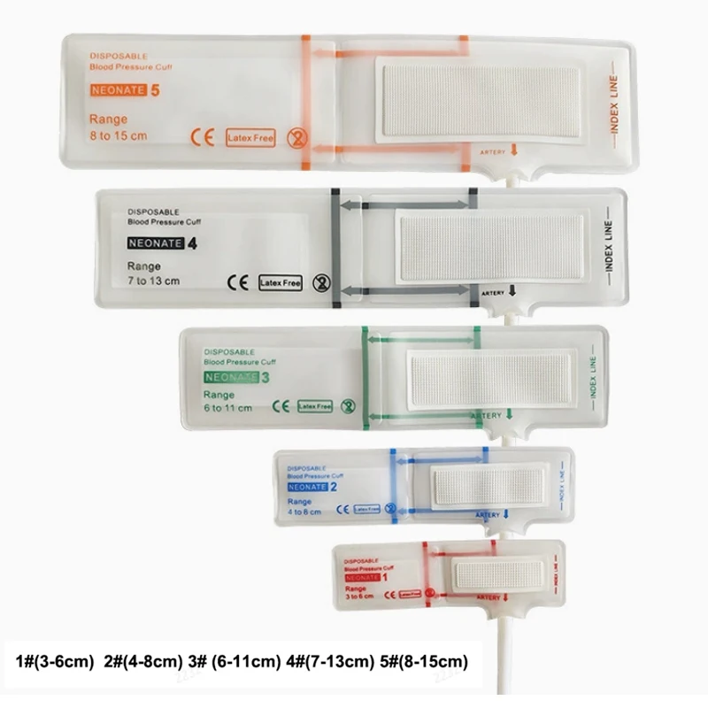 1-5 # Compatible Monitor Blood Pressure Cuff Disposable Transparent TPU Material Newborn Series with Major Patient Monitor