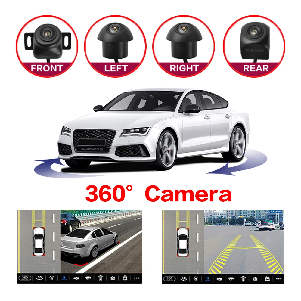 Universal 360° Surround View 720 HD Car Camera 360° Panoramic Front and Back Left and Right Cameras for Car Android Stereo Radio