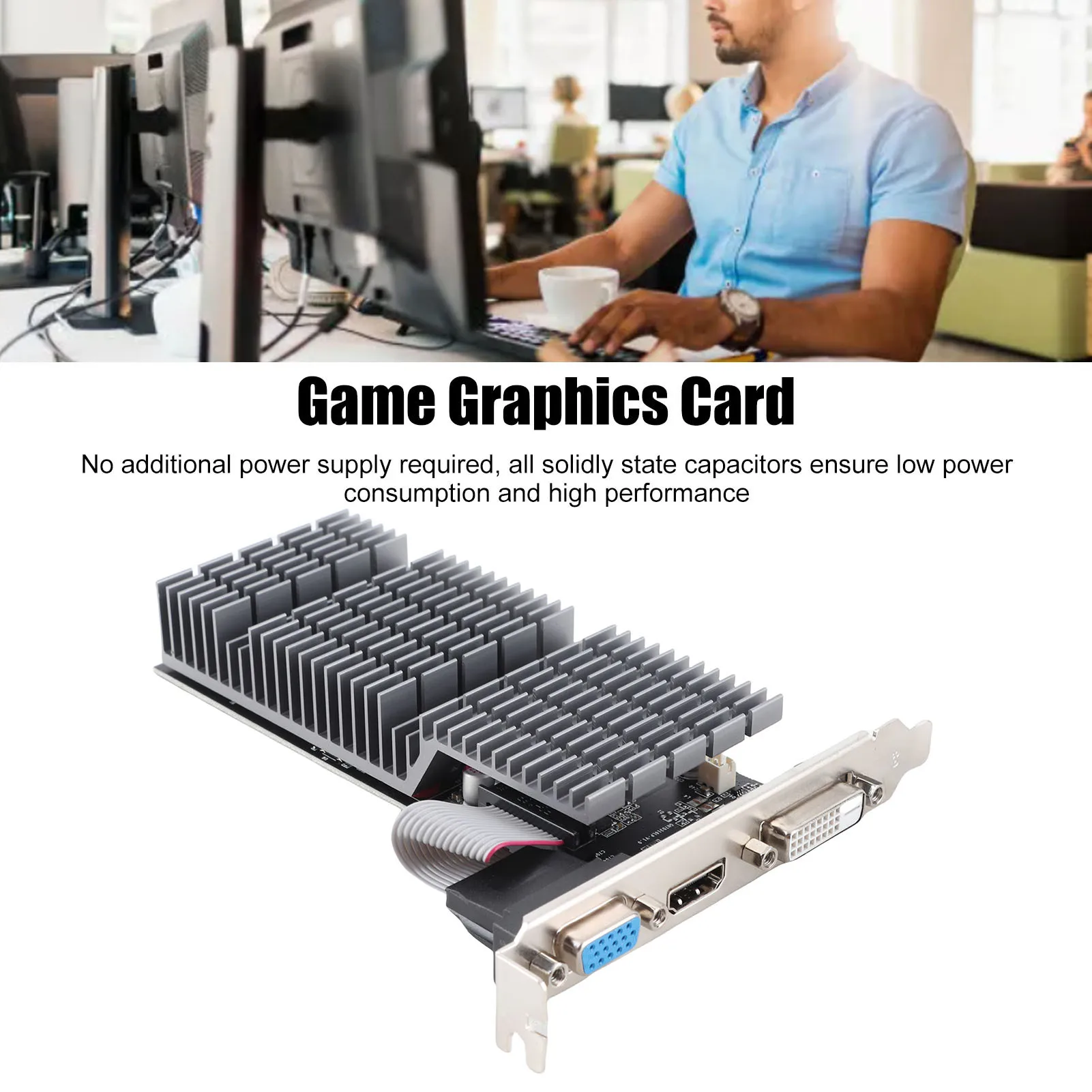 Graphics Card PCI Express X16 2.0 Quiet  HD Multimedia Interface Computer Graphics Card GT710 4G GDDR3 for Desktop PC
