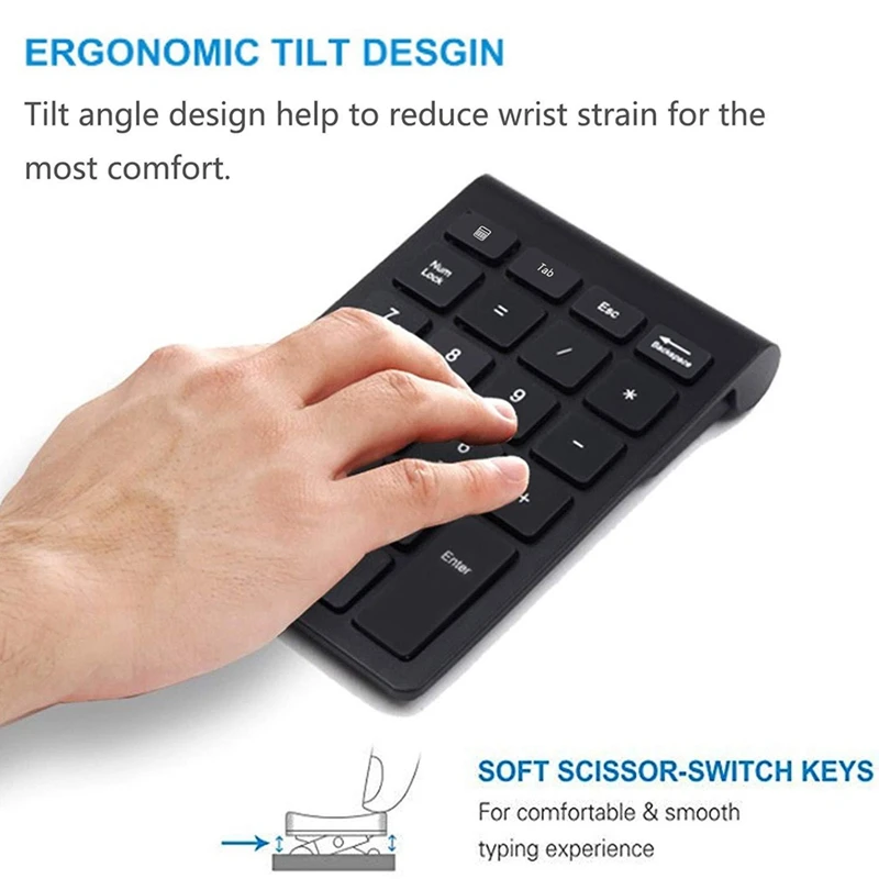 22Keys Numeric Keyboard 2.4G Wireless Mini Portable Ergonomic Digital Numpad With USB Receiver  For Office Laptop