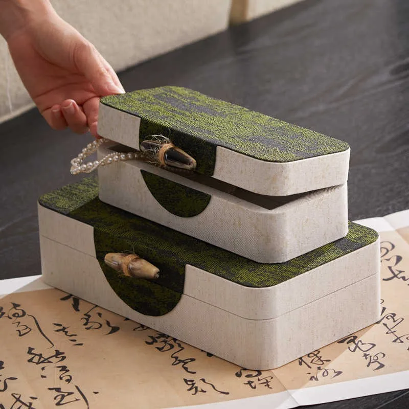 

Fabric Jewelry Storage Box Large Capacity Necklaces Earrings Organizer Portable Travel Jewelry Case Minimalist Display Container