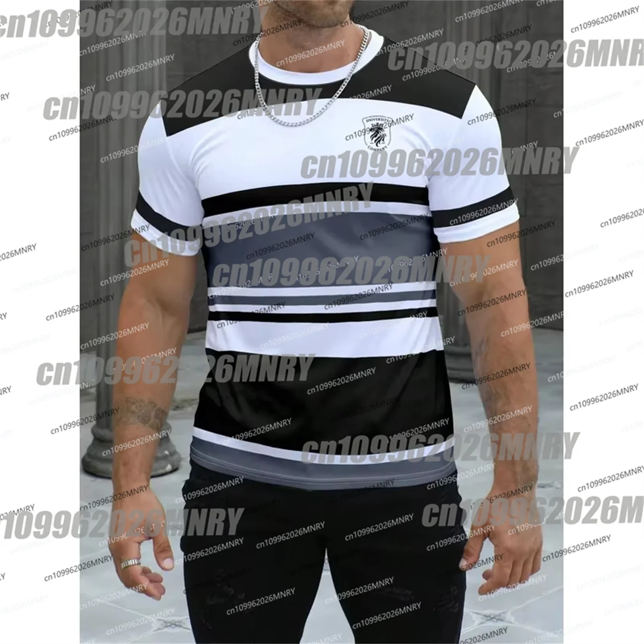 striped design T-shirt Kid  short-sleeved T-shirt Men's short-sleeved quick-drying breathable  comfortable Moto street style