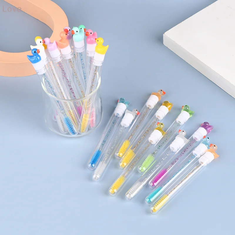 [L & P] 1 قطعة قابلة لإعادة الاستخدام أنبوب رمش فرشاة الحاجب فرشاة لطيف بطة تصميم كريستال قضيب الغبار برهان تمديد أداة عصا الماسكارا