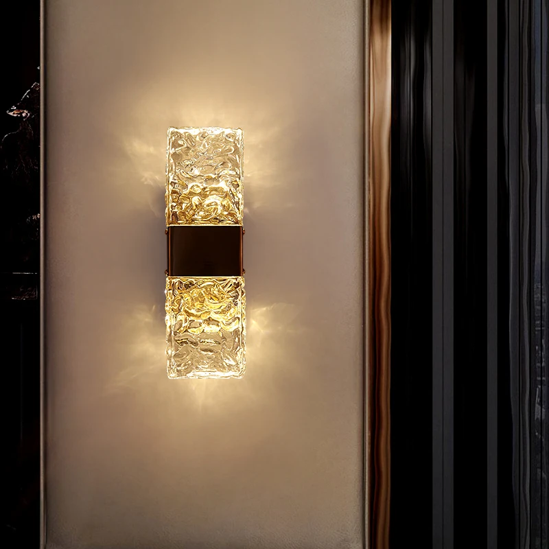 Copper crystal wall lamp, led creative lamp, living room, bedroom, stairs, cloakroom, bathroom