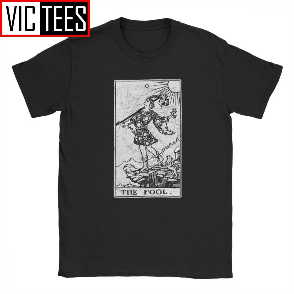 The Fool Tarot Card Major Arcana Fortune Telling Occult Men's Tshirt Unique T-Shirt Cotton Unique