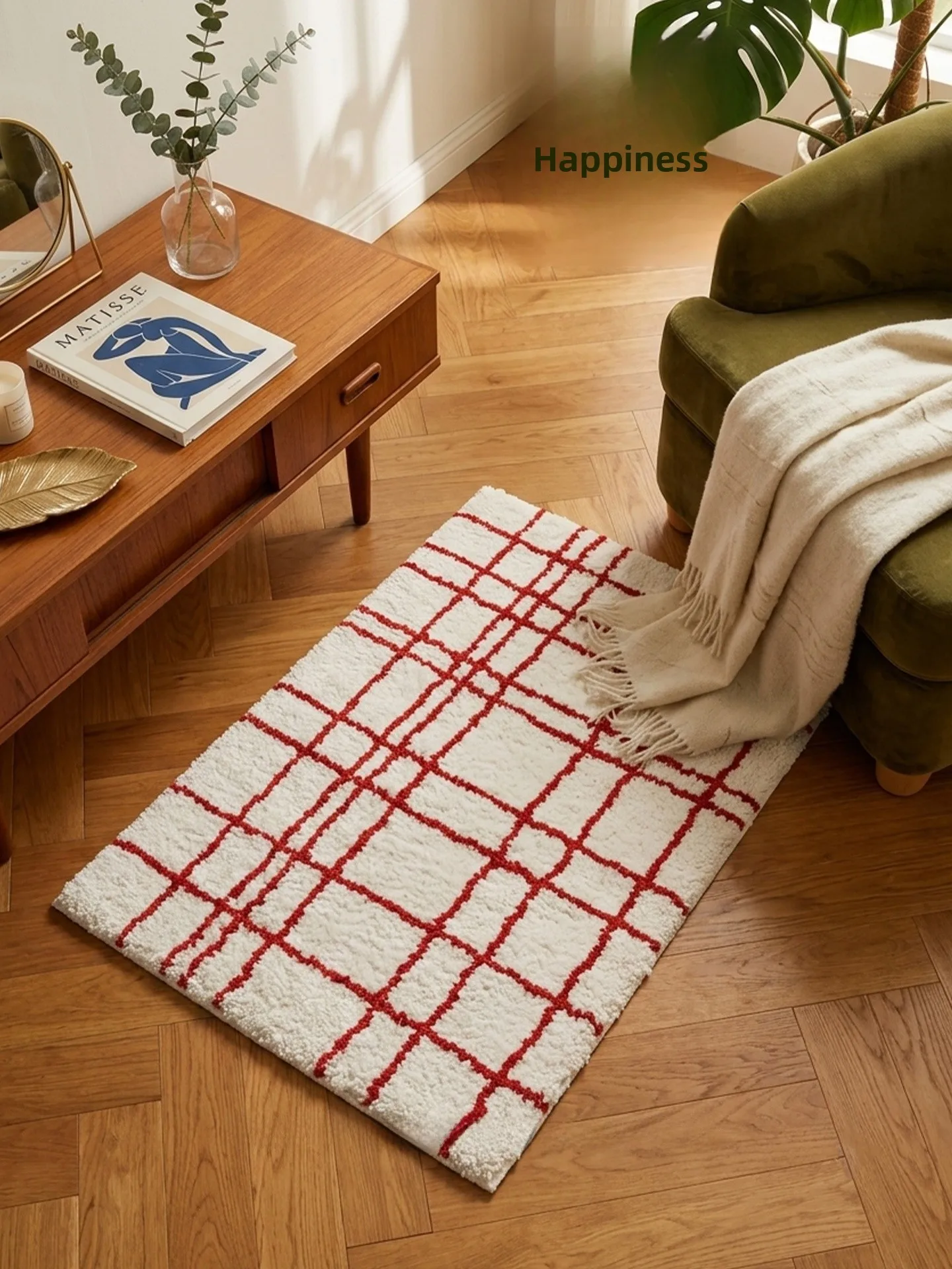 Simple Salt Style Bathroom Mat Anti-Slip High Absorbency Stripe And Plaid Patterned Home Decorative Floor Rug for Bathroom