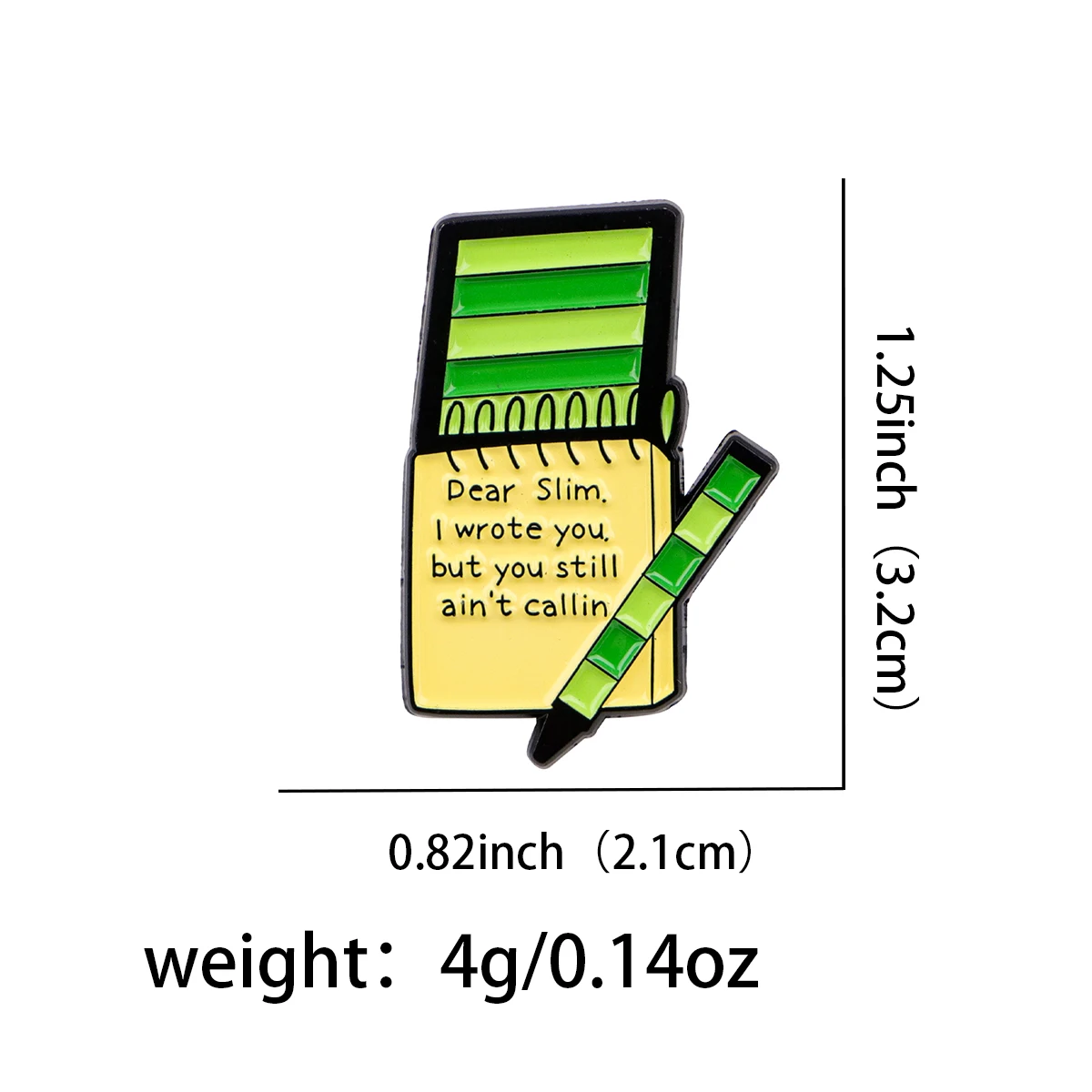 Funny 90s Humor Quote Enamel Pin Green Pencil & Notebook Brooches Lapel Pins Badge Clothing Accessories Fashion Jewelry Gift
