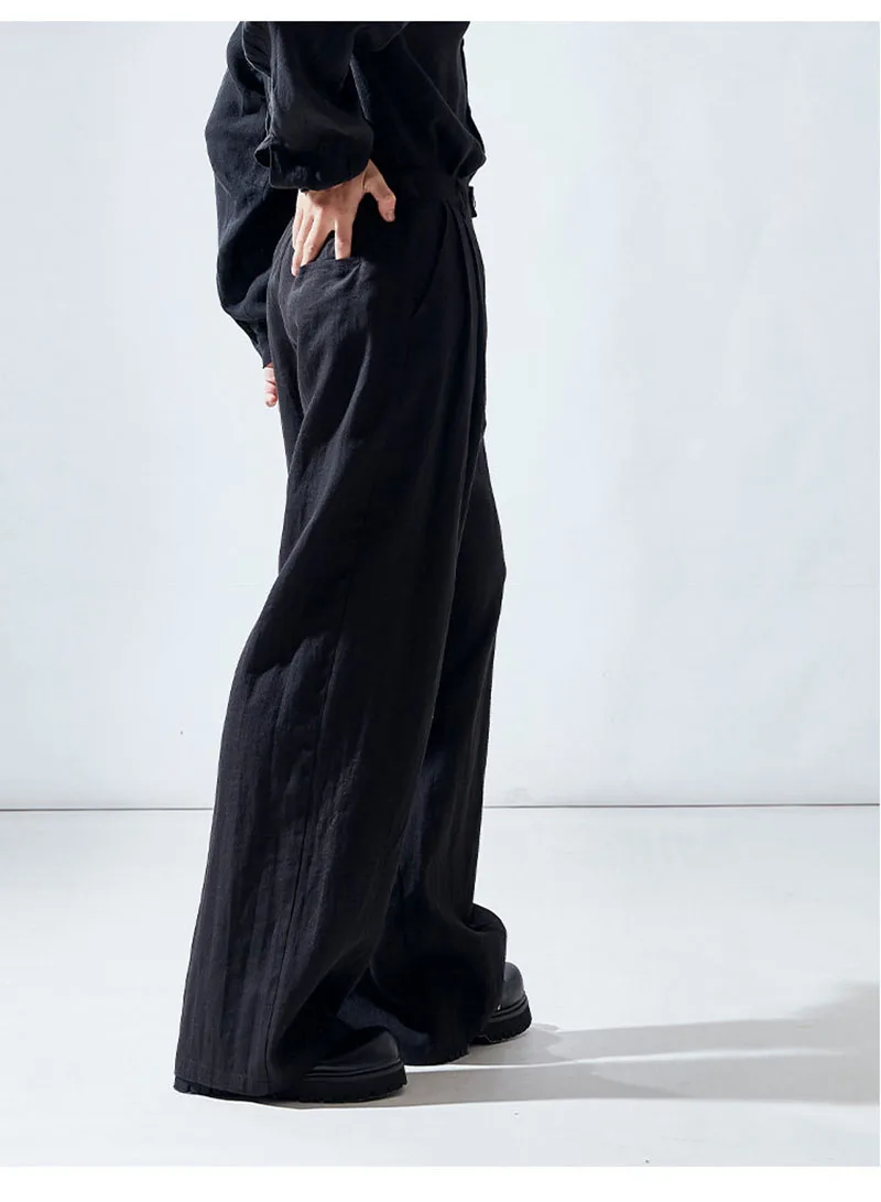 Feng Baoyu 100% Natural Men's Linen Pants Elegant, Fashionable, Casual Wide-leg Pants for Men Large Sizes Comfortable Breathable