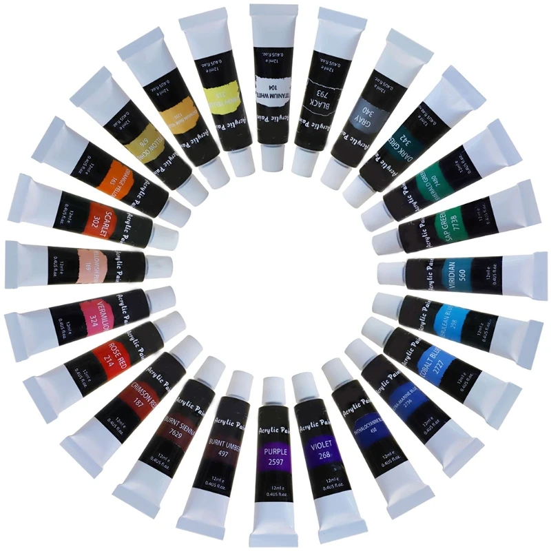 Portable Artists Painting Set 12ml x 24 Tubes for Painting on Canvas Rock