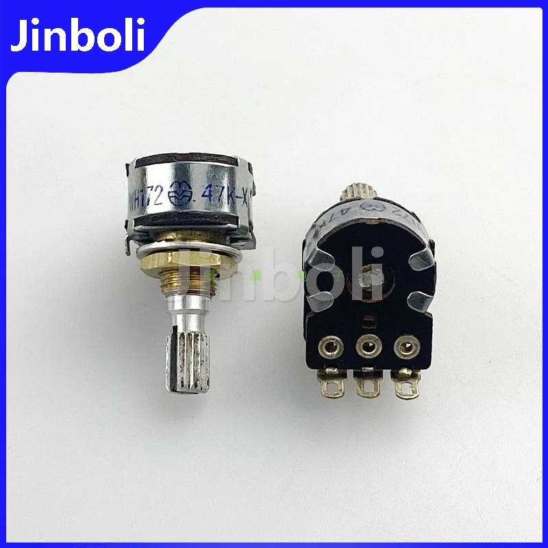 2PCS High Quality WH172 Dual Potentiometer 47K Threading Hole Feet 6Pins Flower Shaft Length 20mm