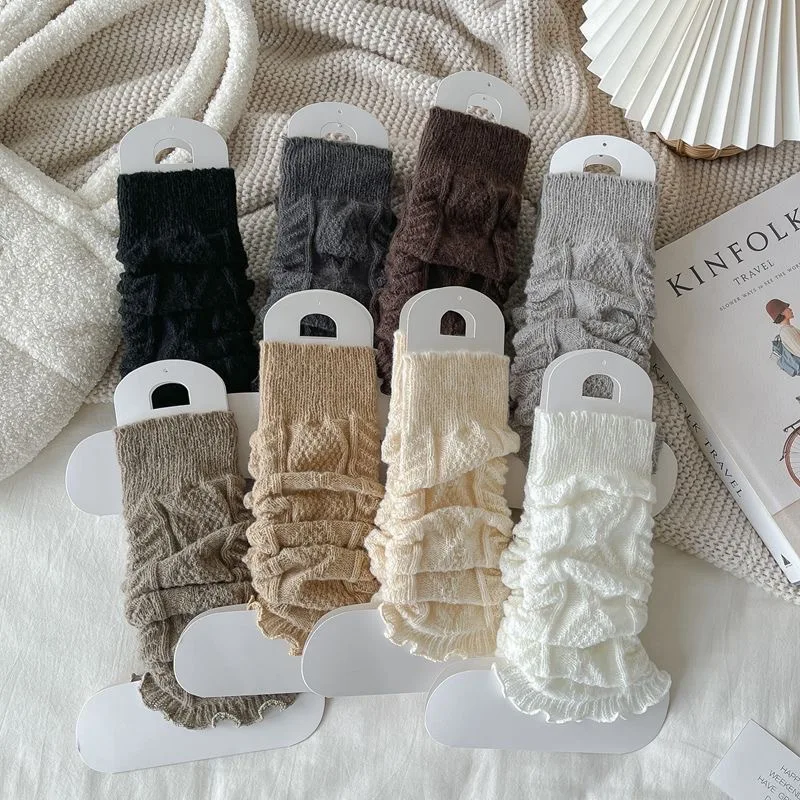جوارب القدم الخريف والشتاء نمط جديد الرباط الملتوية العجل الجوارب الإناث لوليتا الحلو اليابانية الماس كومة الجوارب