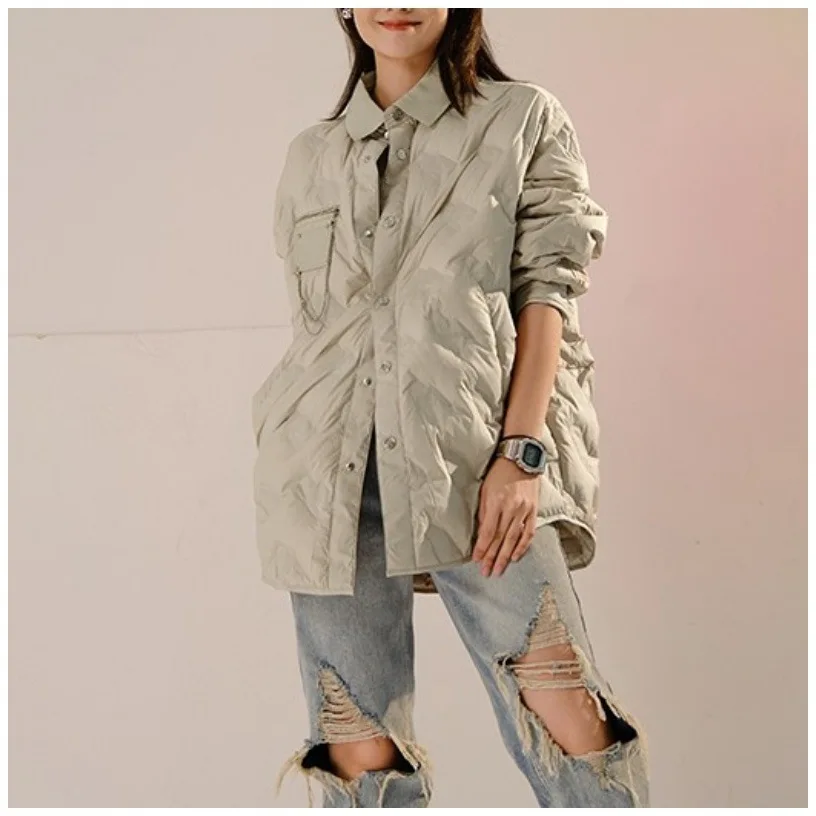 

light white duck down jacket shirt women's winter minority new fashion foreign style coat