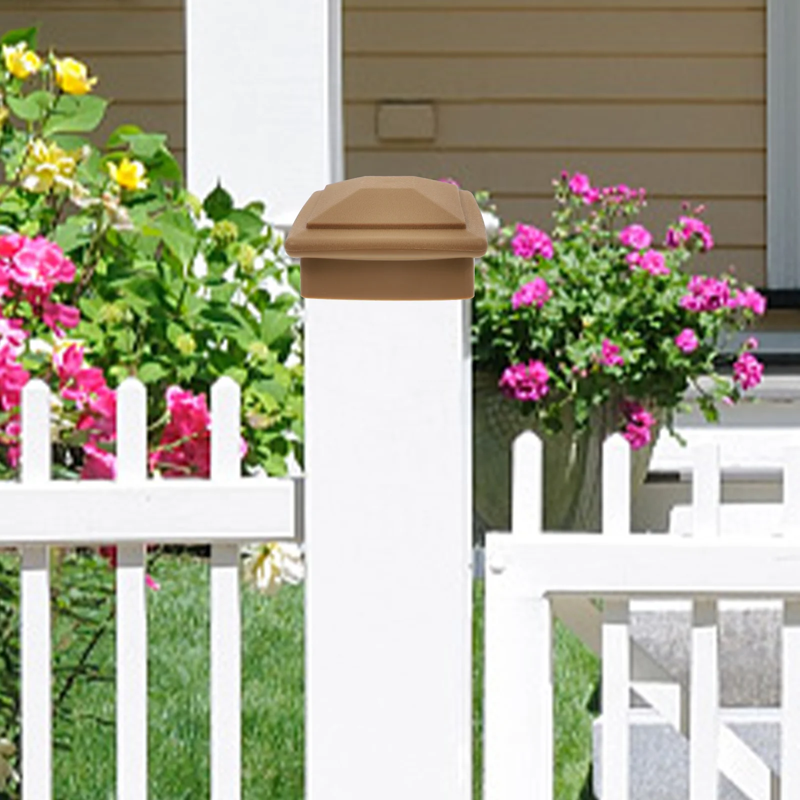 

2 pcs Post Caps Column Cover Fence Parts Decorative Deck Base Enclosure PVC Dock Poles Topper Pyramid Post Safety Cover