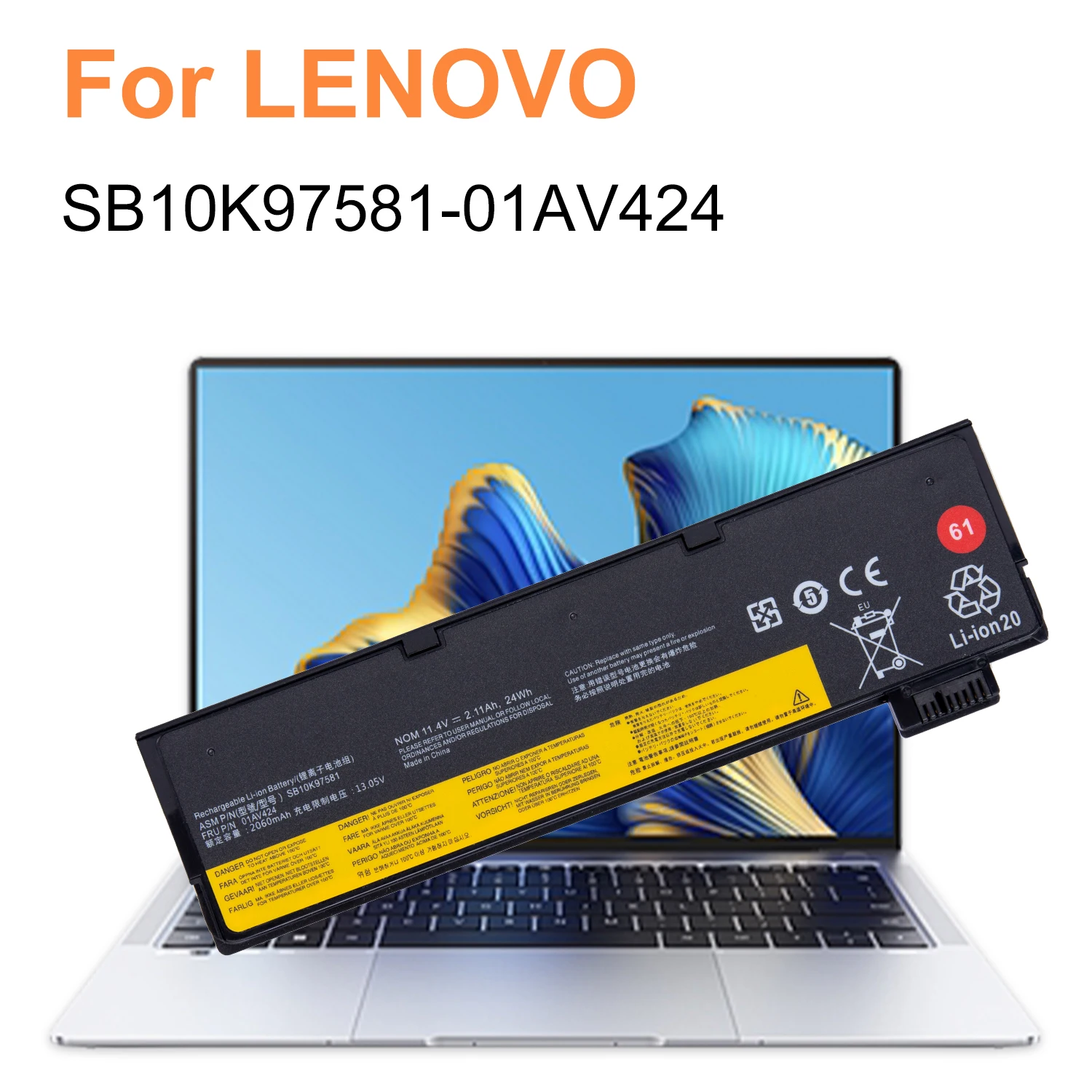 

AUSSY 01AV424 61 Laptop Battery 24Wh/11.4V For Lenovo ThinkPad T470 T480 T570 T580 P51S P52S SB10K97581 SB10K97580 SB10K97597 01