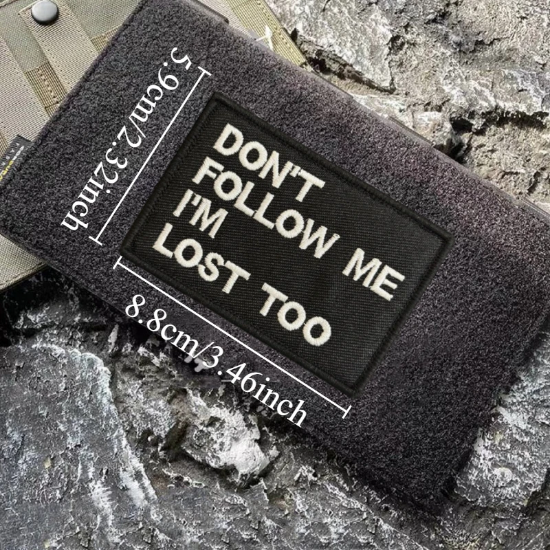 Parche bordado moral NON FOLLOW ME IM LOST TOO con velcro - imagen 5