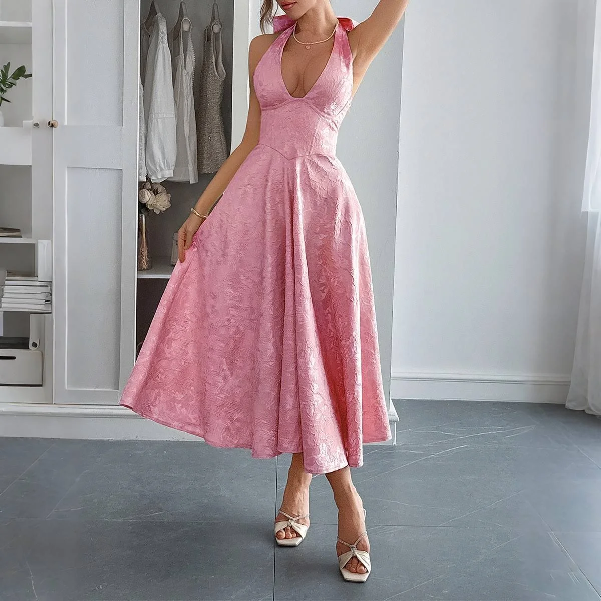 Ele Long Dr Dameskleding Grensoverschrijdende Vaion Sle Ne Hangende taille Cinturing Rok Polyestervezel A-lijn rok