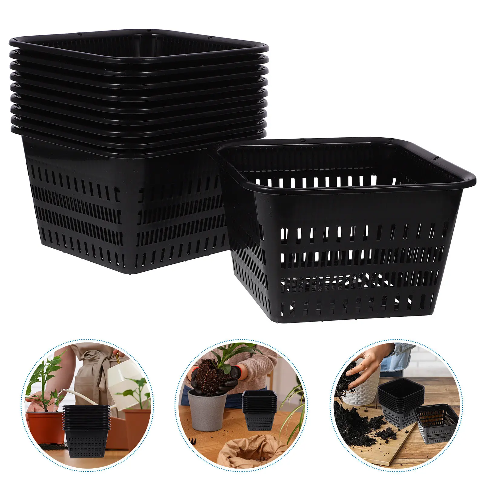 10Pcs Orchid Pots Plastic Breathable Root Aeration Planter for Orchid Planting Replanting Hanging Garden Nursery Container