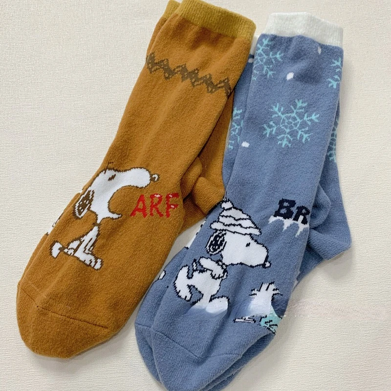Snoopy Plush Socks Anime Personalized Mid-calf Socks for Men Women Cartoon Cute Breathable Funny Sock Skateboard Socks Xmas Gift