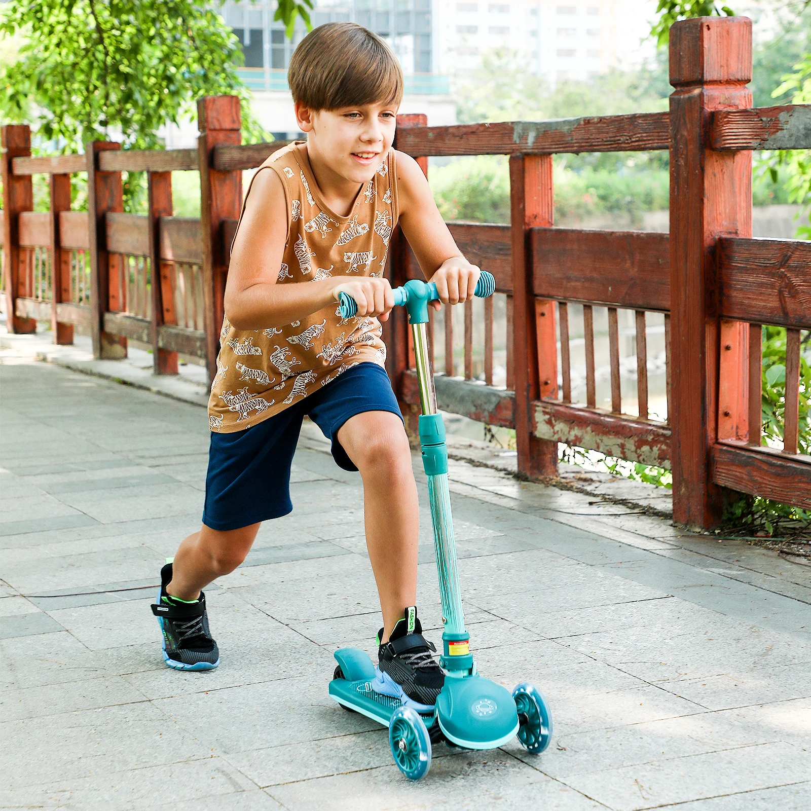 Trottinette avec roues et freins pour enfants, réglable, guidon recommandé, léger, âgés de 3 à 10 ans, planche sur pied large