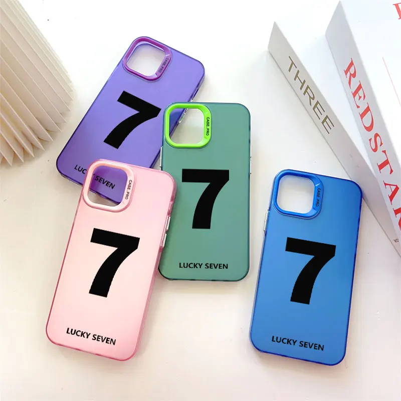 Lucky Seven   Fasion Luxury Phone Case for iPhone 15 14 13 12 11 Pro Max Plus 13 X XR XS MAX 8 7 Shockproof  Soft Cover Coque