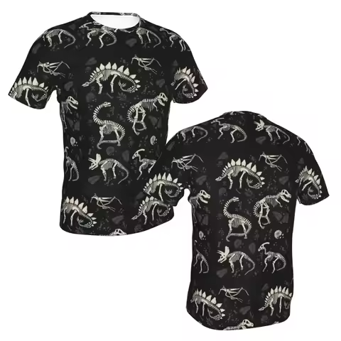 polyester Excavated Dinosaur Fossils T-Shirt Men's Funny T Shirt Men Crew Neck Summer Shirts Tops