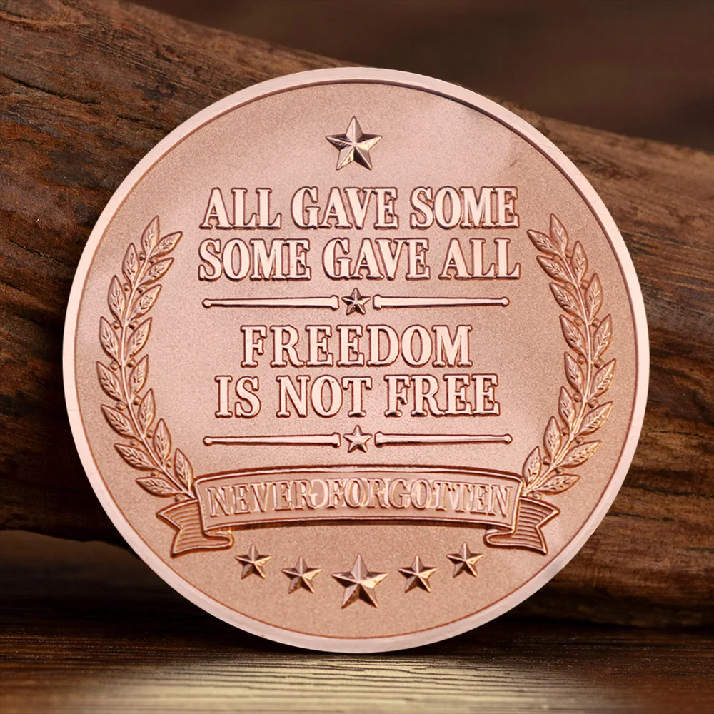 Honor Our Veterans All Gave Some Some Gave All Souvenir Coin Freedom Is Not Free Copper Plated Commemorative Coin Veteran Gift