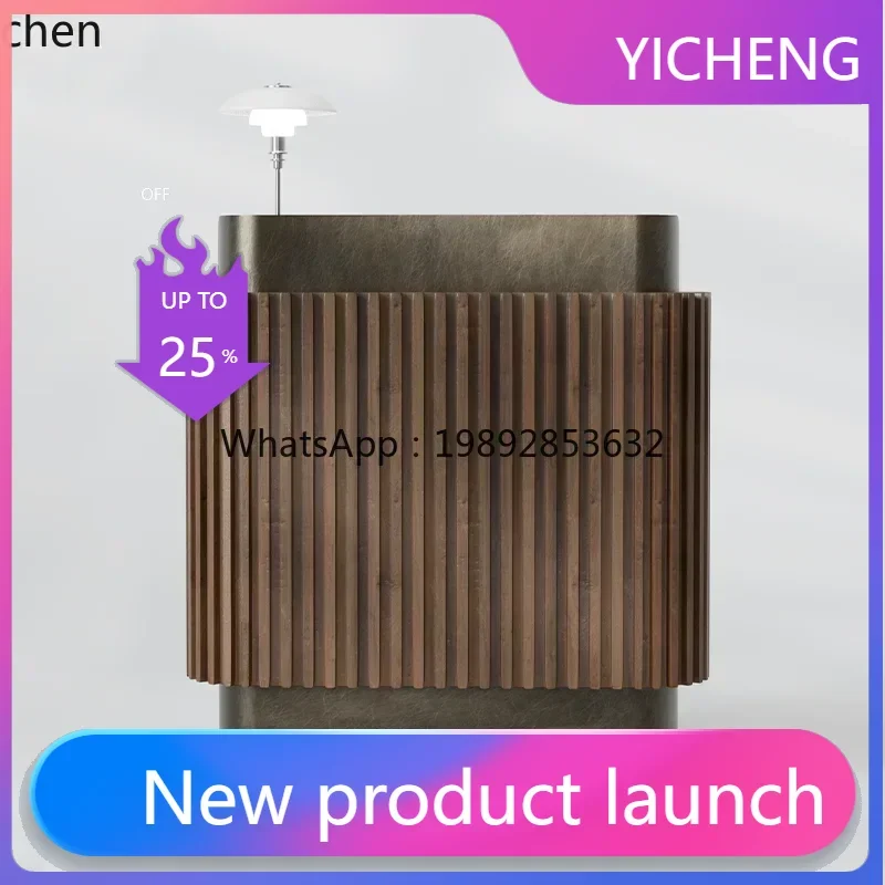 

Стойка ресепшн для ресторана LYY: современная, простая, с отделкой под дерево, из нержавеющей стали, кассовый прилавок