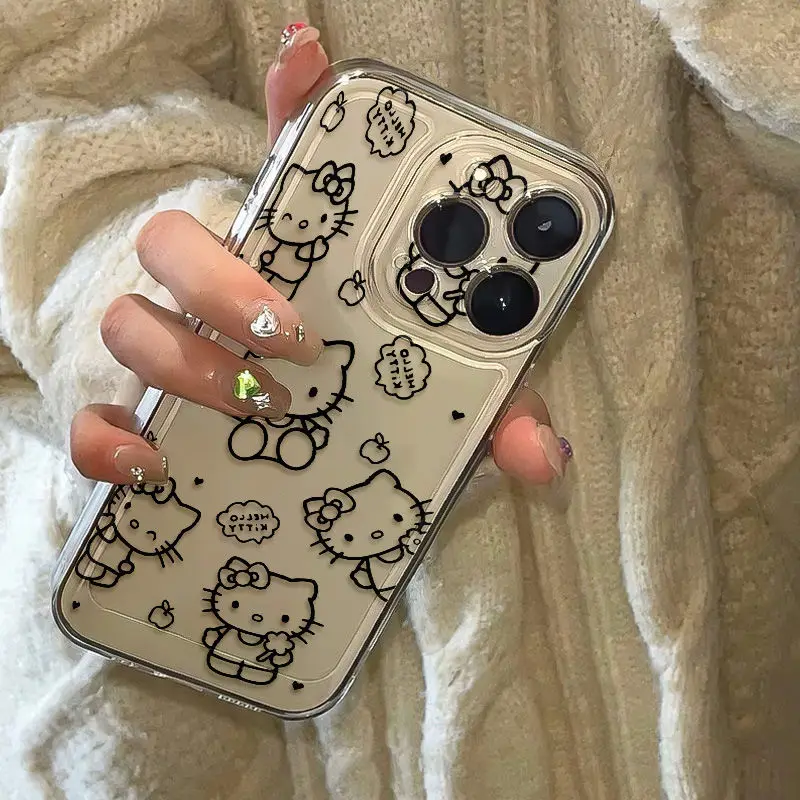 Kawaii Sanrio Hello Kitty Mobile Phone Case Cute Cartoon IPhone 7 8 Plus 16 15 14 12 13 11 Pro Max Anime Cases Christmas Gifts