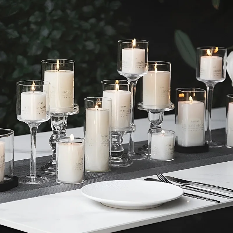 

3PCS/Set Glass Candle Holders Candlestick for Wedding Table Center Stander Elegant Centerpieces Home Wedding Decor Accessories