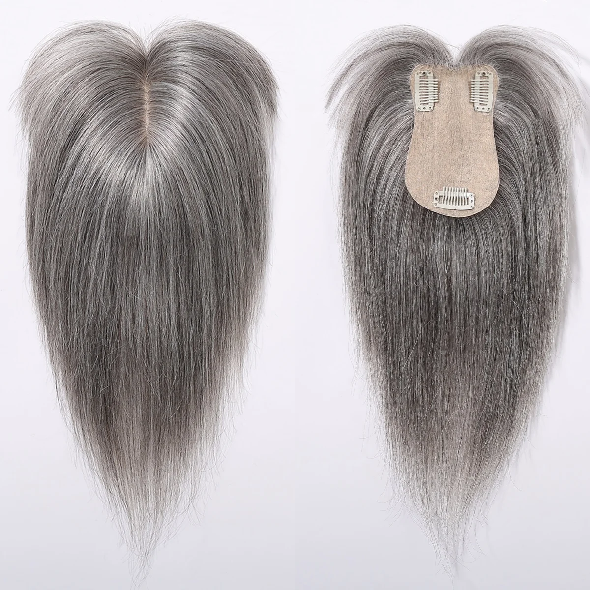 فضي رمادي 100% ريمي الشعر البشري توبر 10 بوصة مستقيم الفرنسية الهواء الانفجارات الحرير قاعدة كليب في هيربيسي للنساء رقيقة الجلد توبر