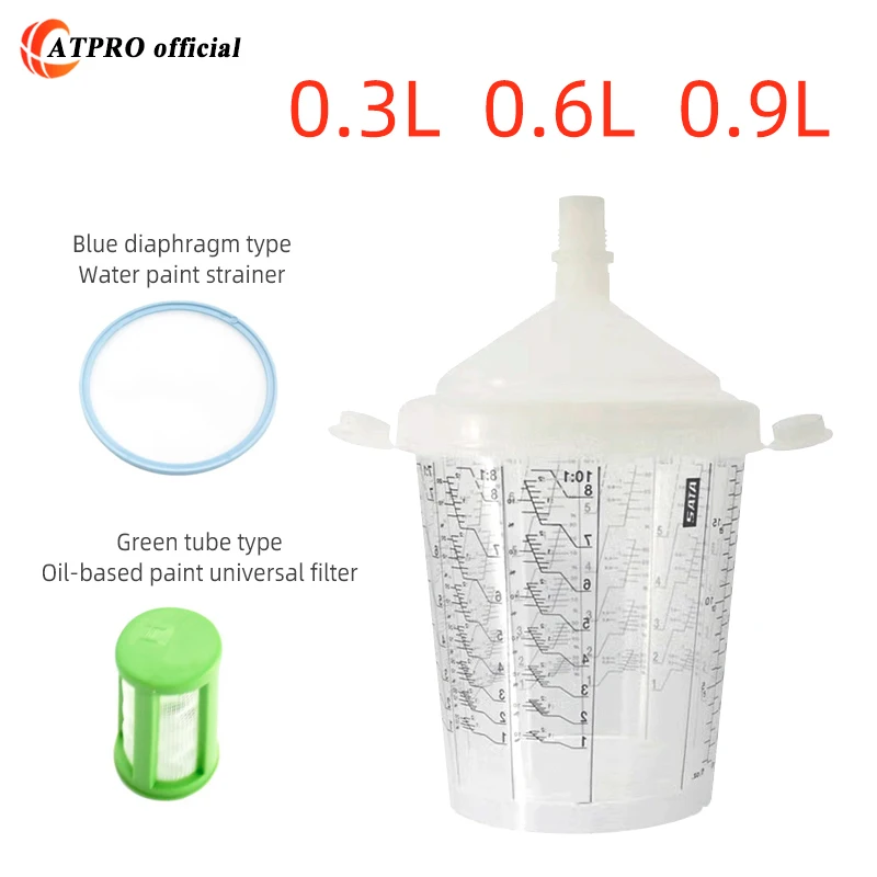 SATA Spray Gun General Disposable Gun Pot 0.3L/0.6L/0.9L Plastic Gun Cup With Graduated Paint Cup Paint Mixing Cup