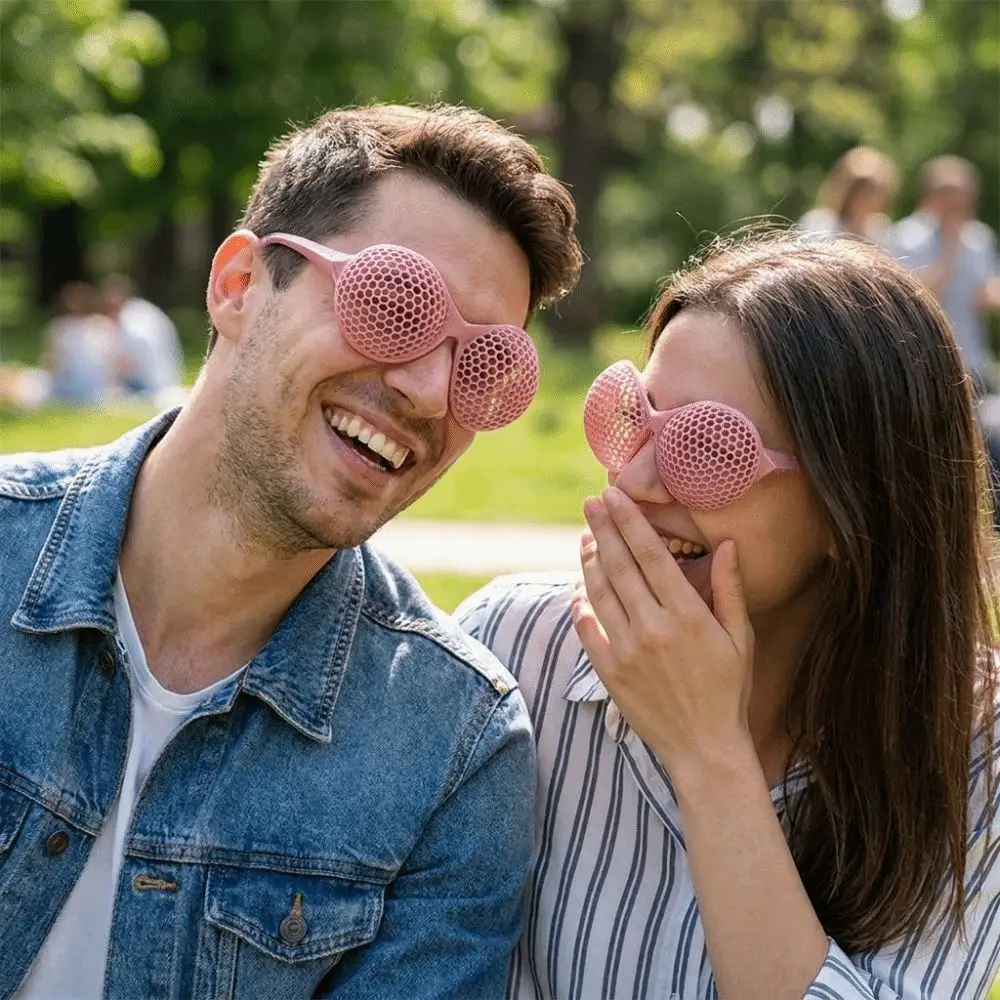 PVC Hollow Insect Compound Eye Glasses Entire Framework Full EyesCoverage Multi-Hole Design Glasses Creative Comfortable
