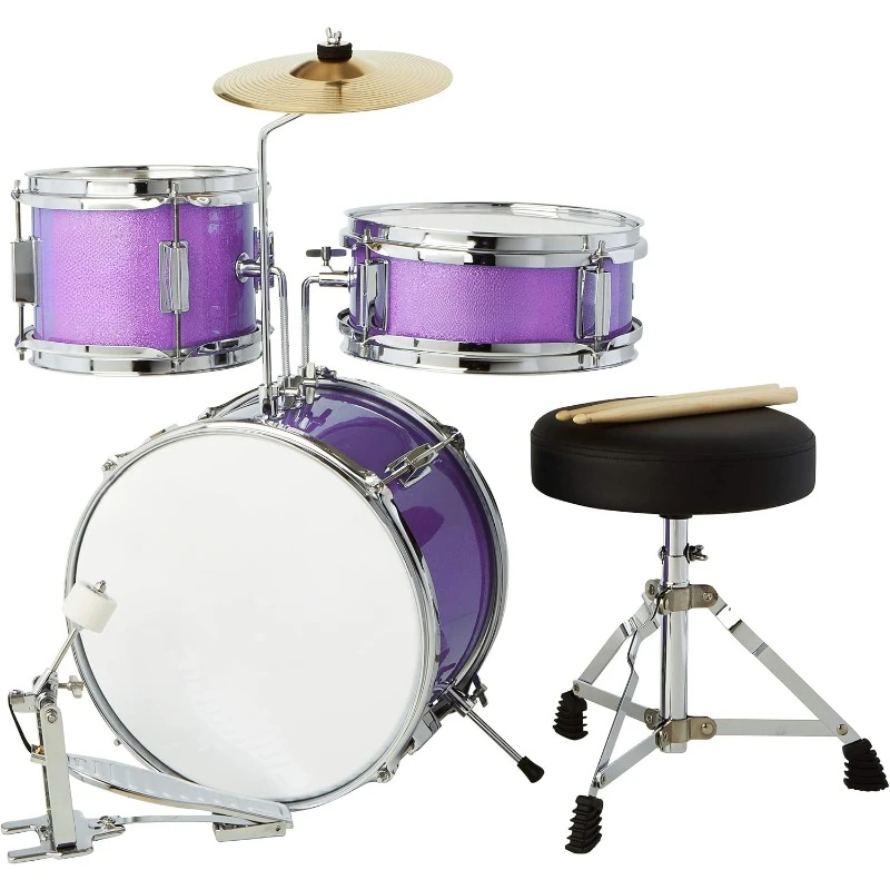 home.Kids Drum Set - Junior Kit w/ 4 Drums (Bass, Tom, Snare, Cymbal), & Musical Instruments