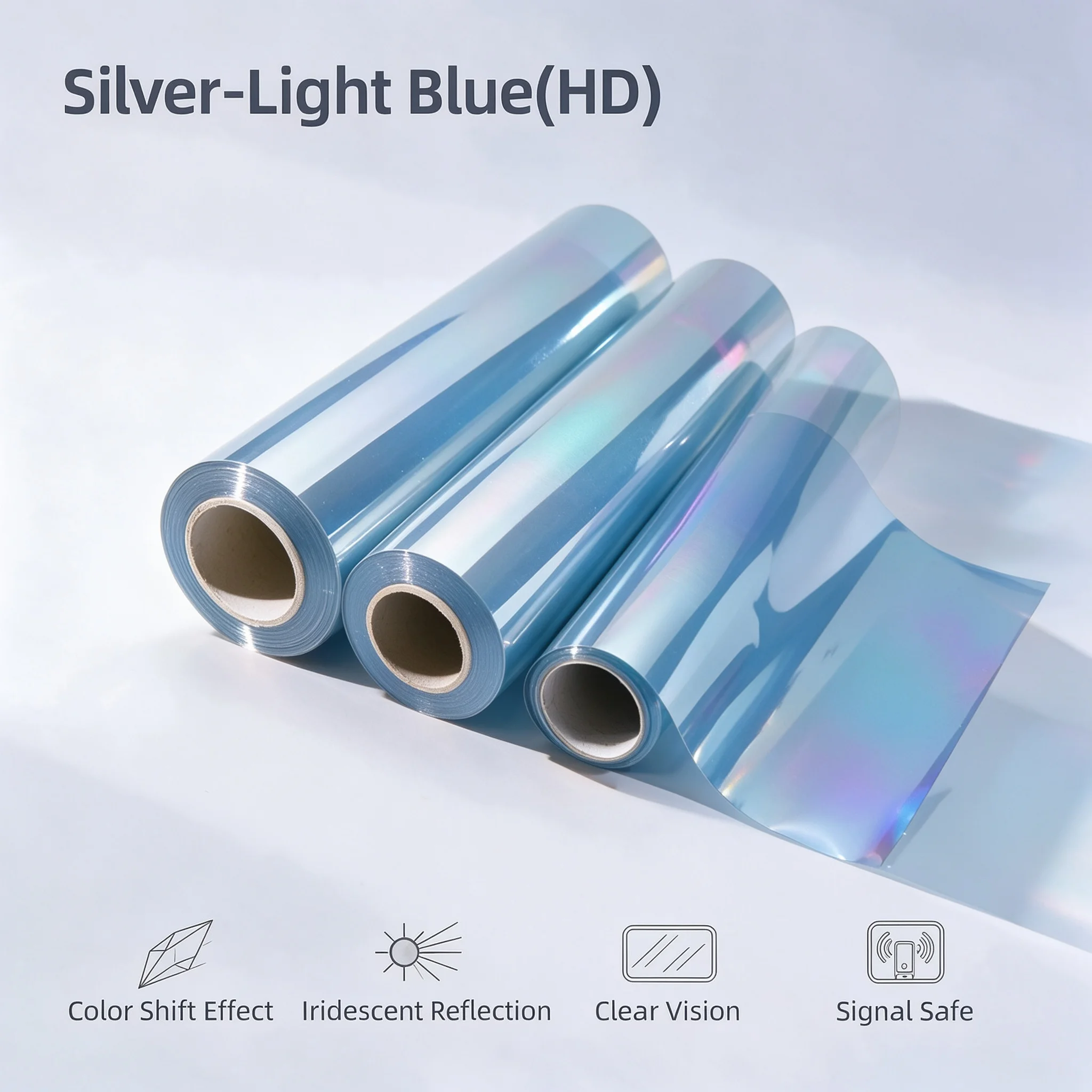 Silver Light Blue HD Privacy Glass Tint Roll PET Material One Way Vision Anti UV Heat Blocking For Residential Office Vehicle Wi