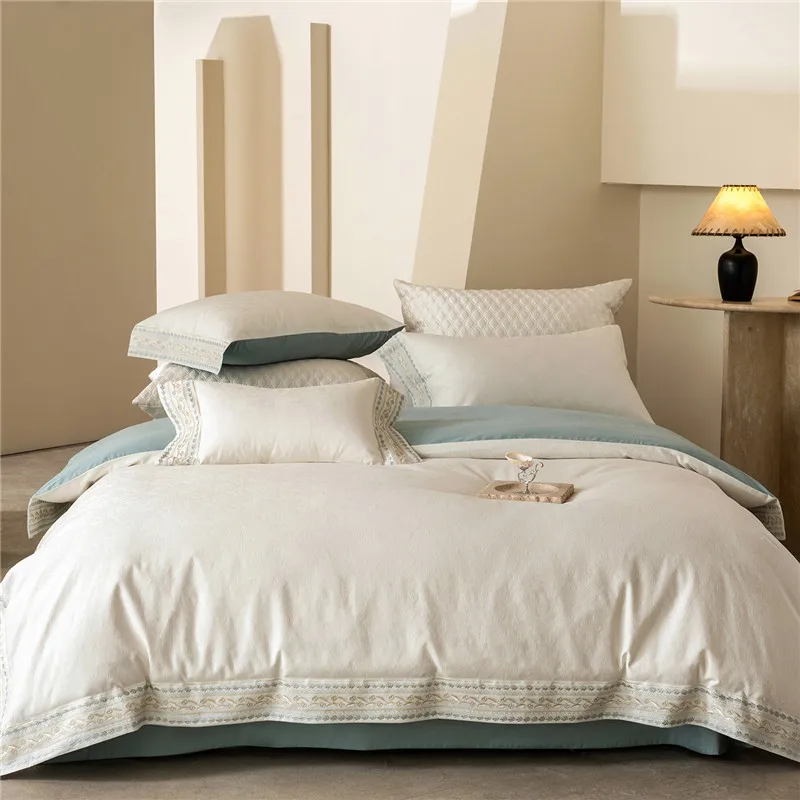 

Luxury Embroidery Craftsmanship Egyptian Cotton Bedding Set Duvet Cover Set Bed Sheet/Fitted Sheet Pillowcases 4Pcs